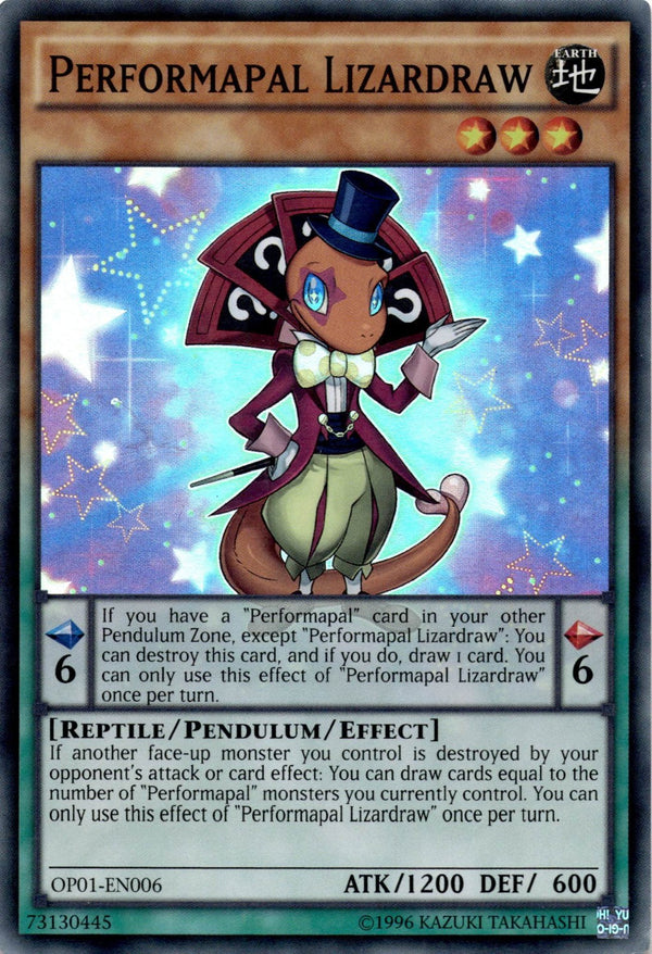Yugioh Performapal Lizardraw OP01-EN006 Super Rare Unlimited Edition HP