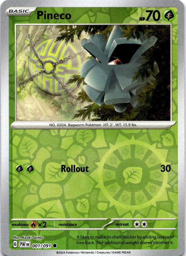 Pokemon Pineco 001/091 Paldean Fates Reverse Holo NM