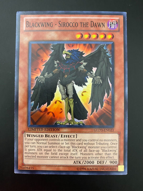 Yugioh Blackwing - Sirocco the Dawn GLD3-EN023 Common Limited Edition VLP/NM