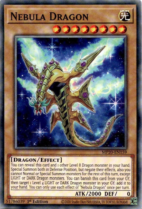 Yugioh Nebula Dragon MP20-EN159 Common 1st Edition NM