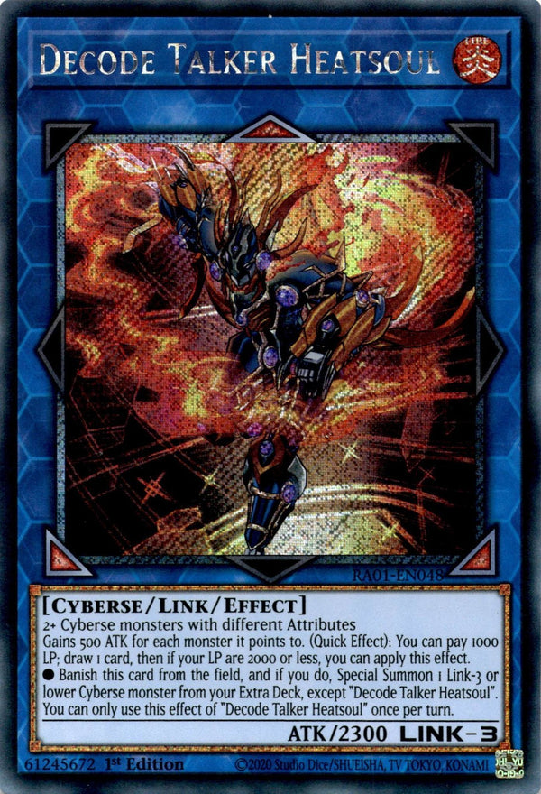 Yugioh Decode Talker Heatsoul RA01-EN048 Platinum Secret Rare 1st Edition NM