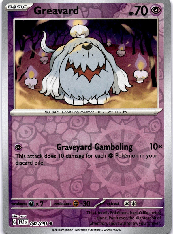Pokemon Greavard 042/091 Paldean Fates Reverse Holo NM