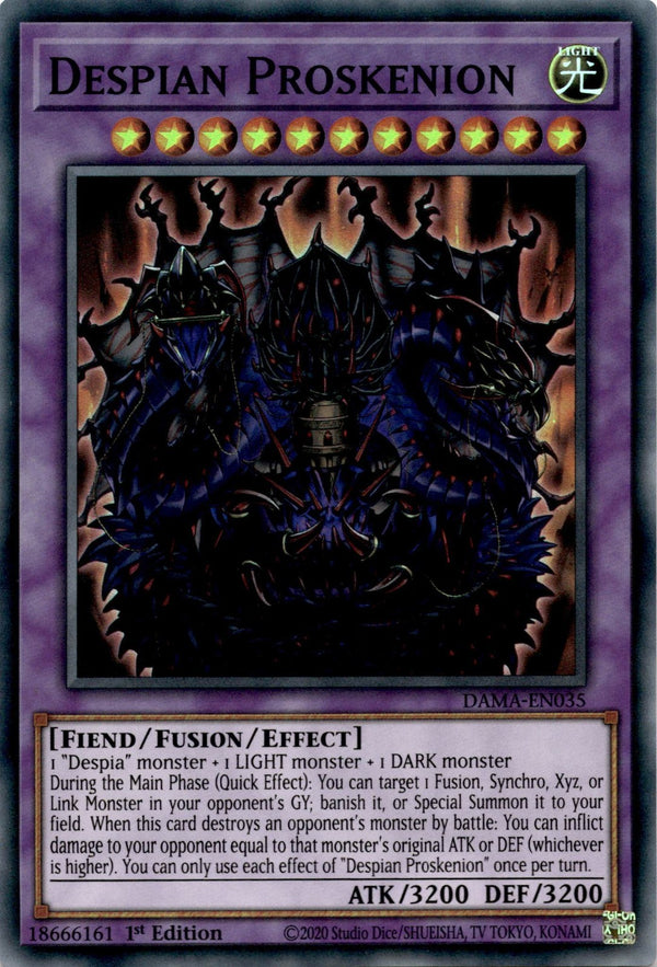 Yugioh Despian Proskenion DAMA-EN035 Super Rare 1st Edition HP