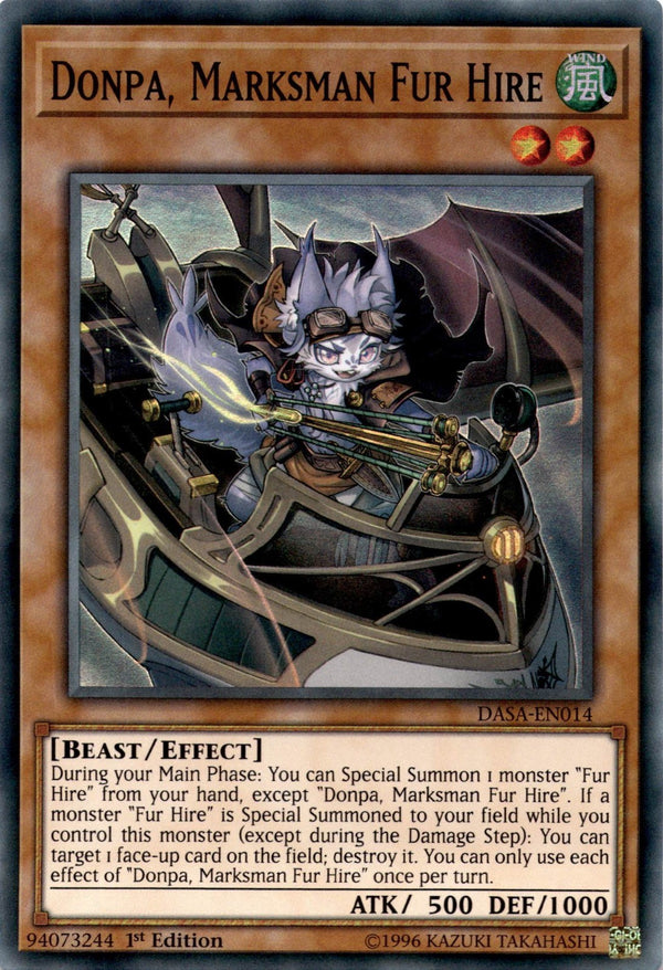 Yugioh Donpa, Marksman Fur Hire DASA-EN014 Super Rare 1st Edition VLP/NM