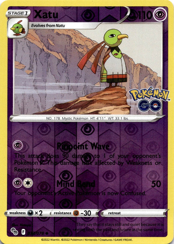 Pokemon Xatu 033/078 Pokemon Go Reverse Holo NM