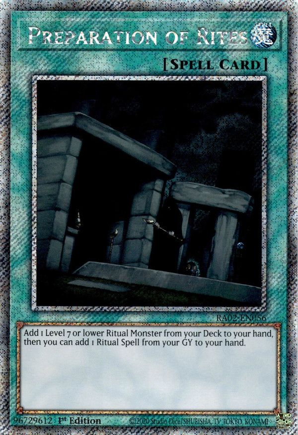 Yugioh Preparation of Rites RA02-EN056 Platinum Secret Rare 1st Edition NM