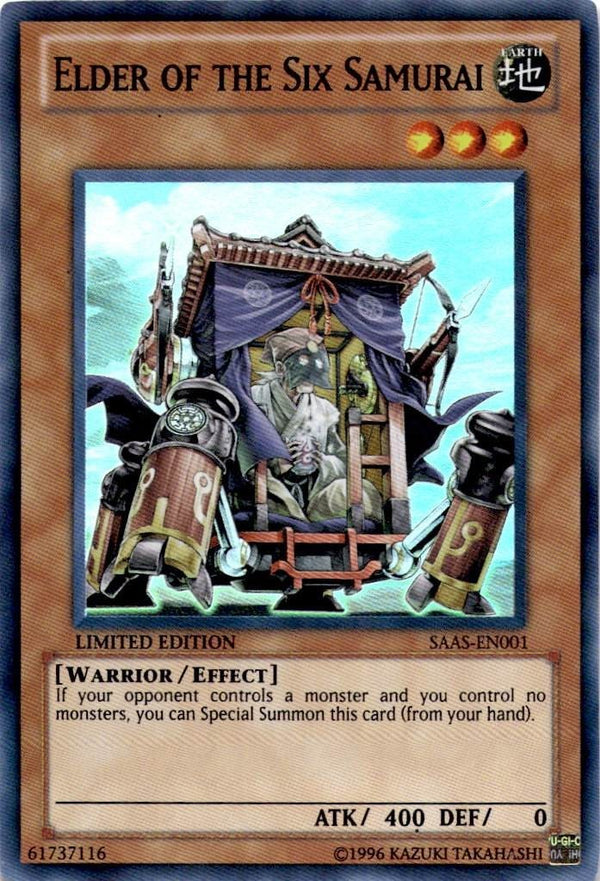 Yugioh Elder of the Six Samurai SAAS-EN001 Super Rare Limited Edition LP