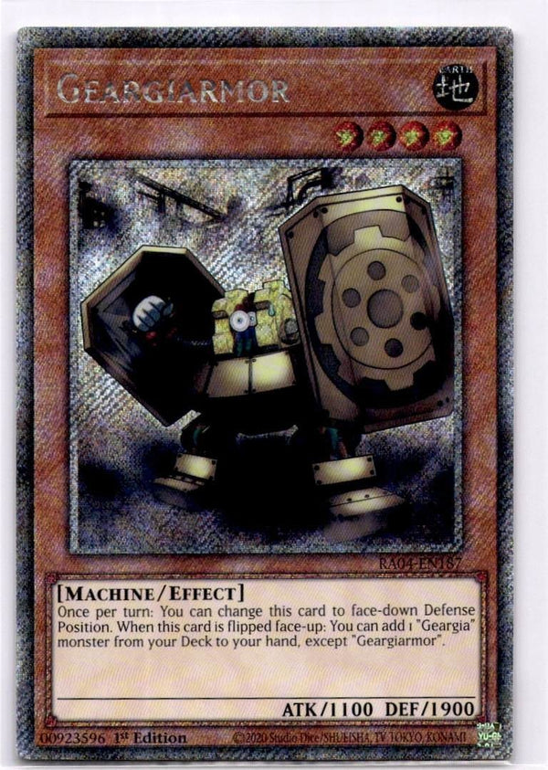 Yugioh Geargiarmor RA04-EN187 Platinum Secret Rare 1st Edition NM