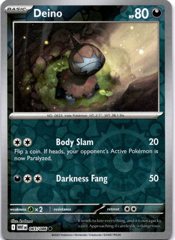 Pokemon Deino 065/086 White Flare Reverse Holo NM