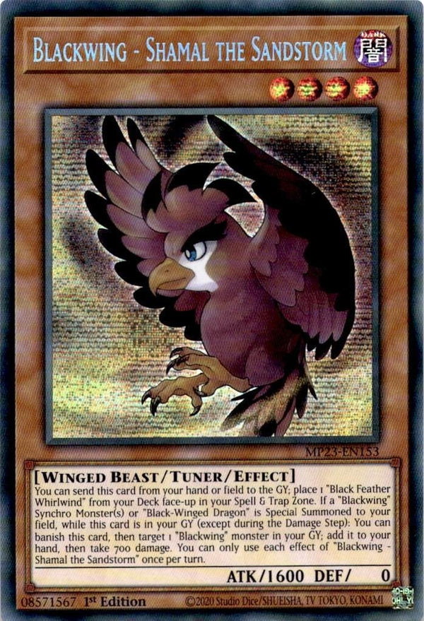 Yugioh Blackwing - Shamal the Sandstorm MP23-EN153 Secret Rare 1st Edition NM