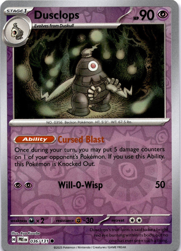Pokemon Dusclops 036/131 Prismatic Evolutions Reverse Holo NM