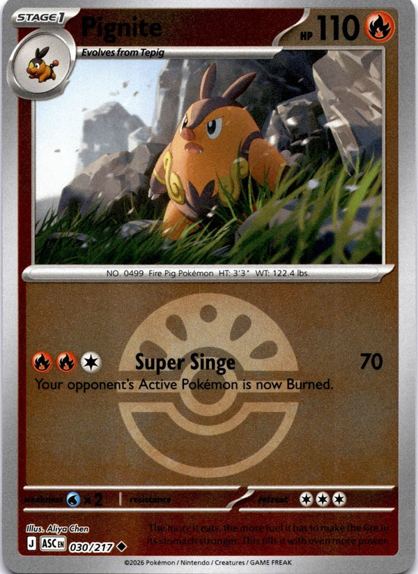 Pokemon Pignite 030/217 Ascended Heroes Friend Ball Reverse Holo NM