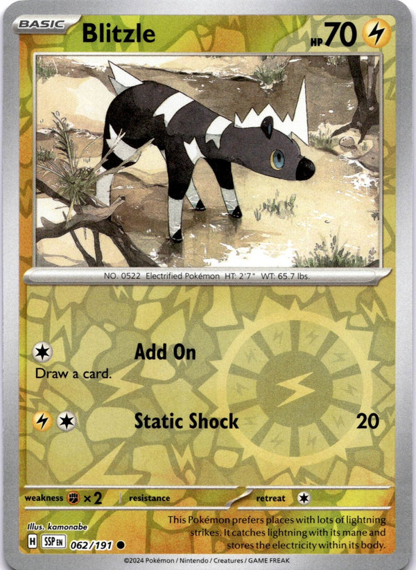 Pokemon Blitzle 062/191 Surging Sparks Reverse Holo NM