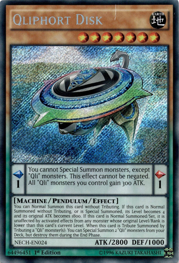 Yugioh Qliphort Disk NECH-EN024 Secret Rare 1st Edition LP