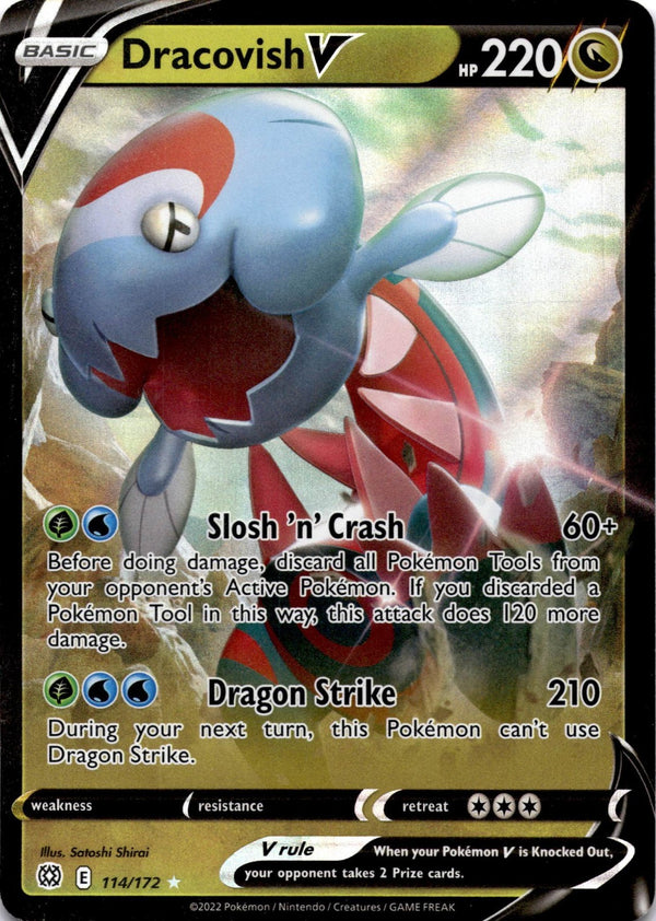 Pokemon Dracovish V 114/172 Brilliant Stars Full Art Holo NM