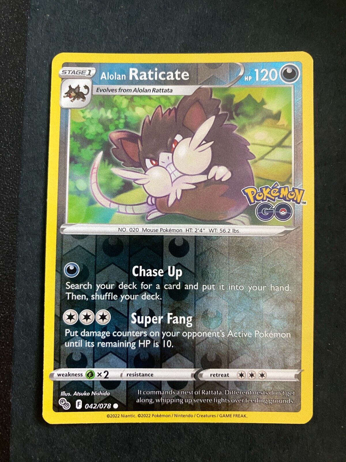 Pokemon Alolan Raticate 042/078 Pokemon Go Reverse Holo NM