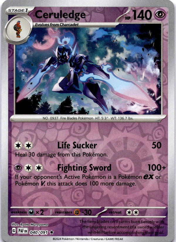Pokemon Ceruledge 040/091 Paldean Fates Reverse Holo NM