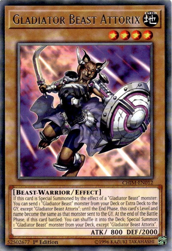 Yugioh Gladiator Beast Attorix CHIM-EN012 Rare 1st Edition NM