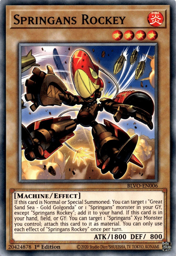 Yugioh Springans Rockey BLVO-EN006 Common 1st Edition NM