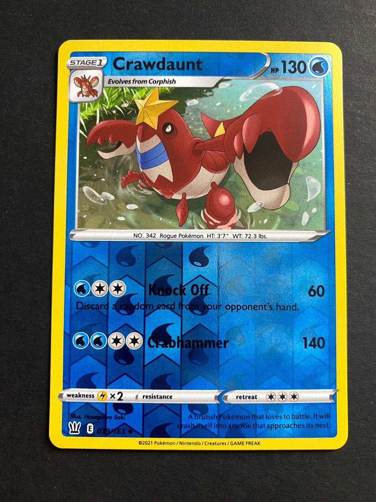 Pokemon Crawdaunt 039/163 Battle Styles Reverse Holo NM