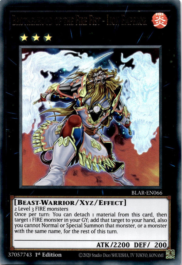 Yugioh Brotherhood of the Fire Fist - Lion Emperor BLAR-EN066 Ultra Rare VLP/NM