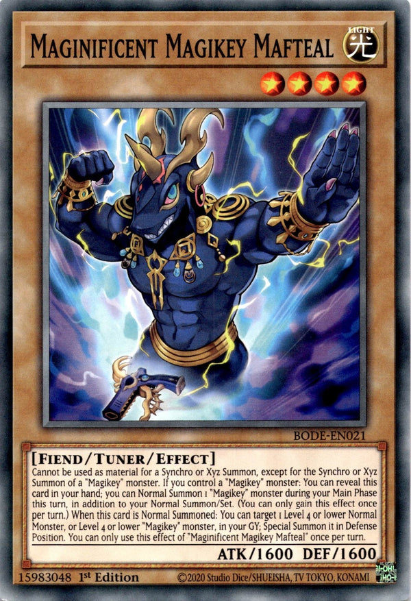 Yugioh Magnificent Magikey Mafteal BODE-EN021 Common 1st Edition NM