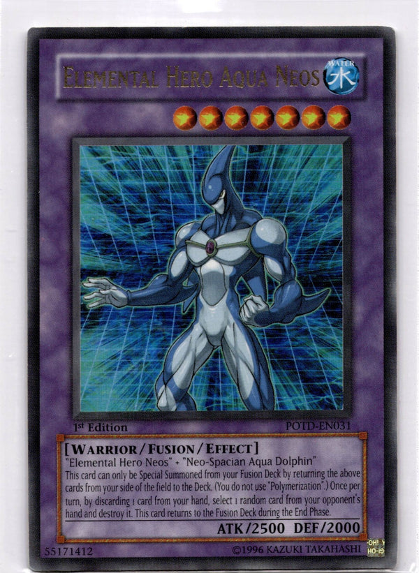 Yugioh Elemental Hero Aqua Neos POTD-EN031 Ultra Rare 1st Edition DAMAGED