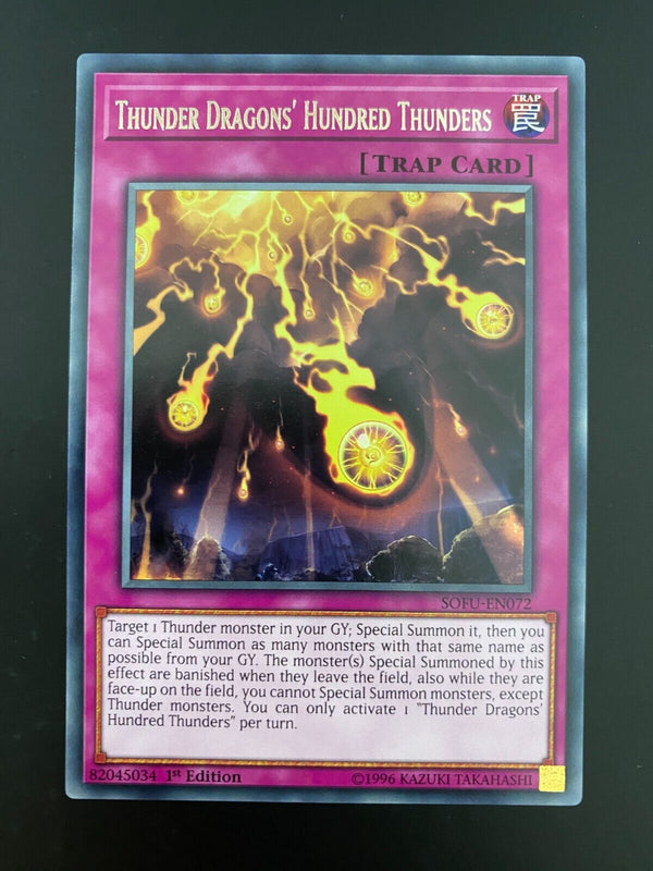 Yugioh Thunder Dragons' Hundred Thunders SOFU-EN072 Rare 1st Edition NM