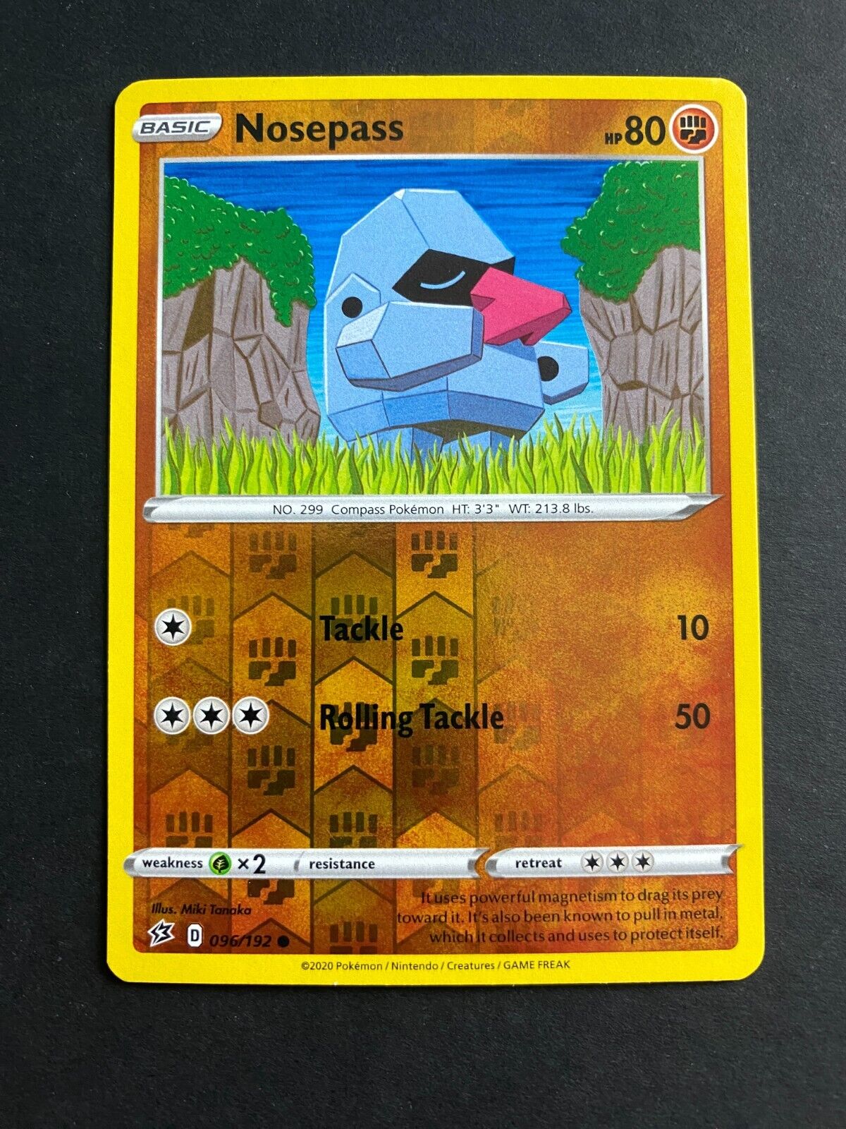 Pokemon Nosepass 096/192 Rebel Clash Reverse Holo LP