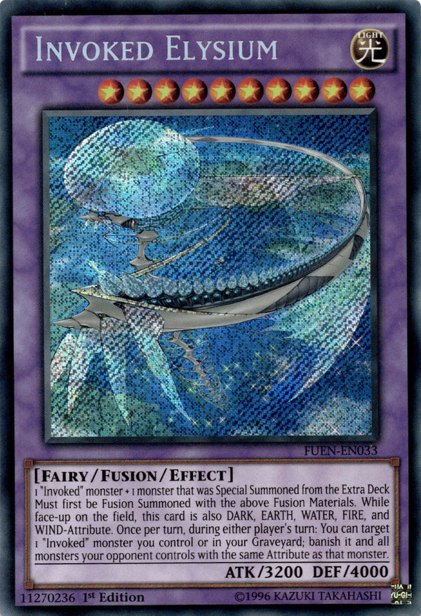 Yugioh Invoked Elysium FUEN-EN033 Secret Rare 1st Edition LP