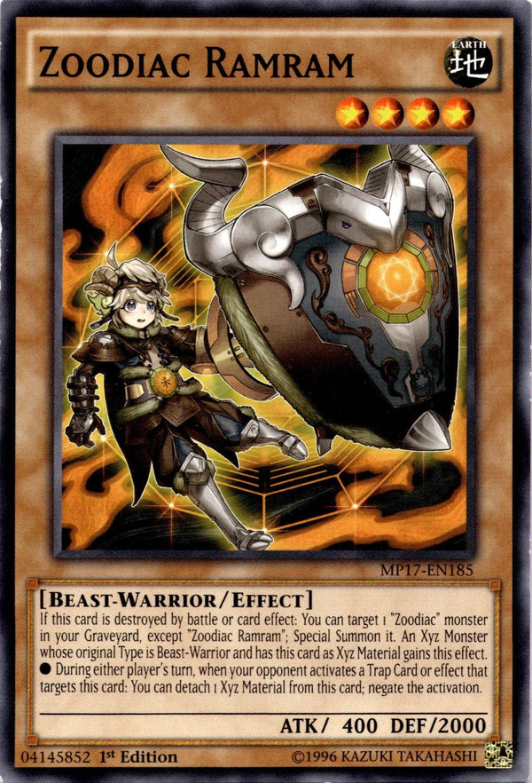 Yugioh Zoodiac Ramram MP17-EN185 Common 1st Edition MP