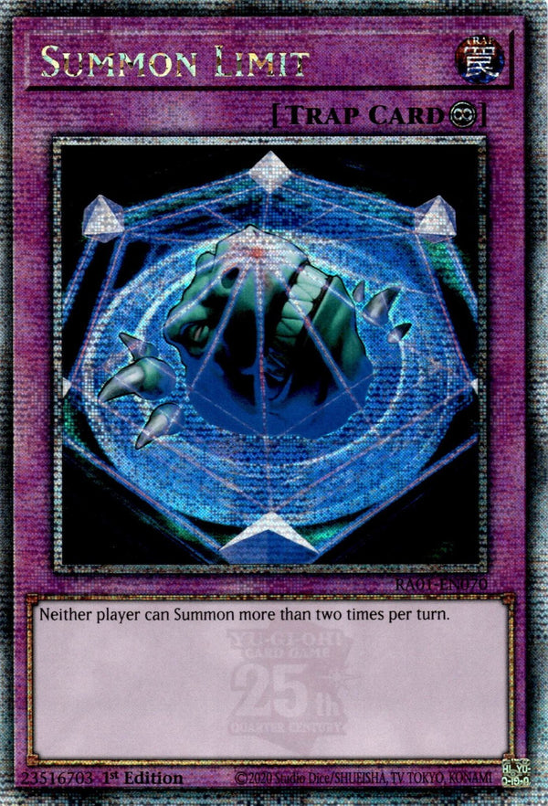 Yugioh Summon Limit RA01-EN070 Quarter Century Rare 1st Edition NM