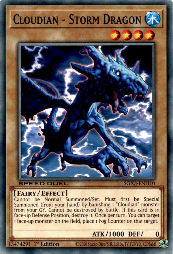 Yugioh Cloudian - Storm Dragon SGX3-ENH10 Speed Duel Common 1st Edition NM