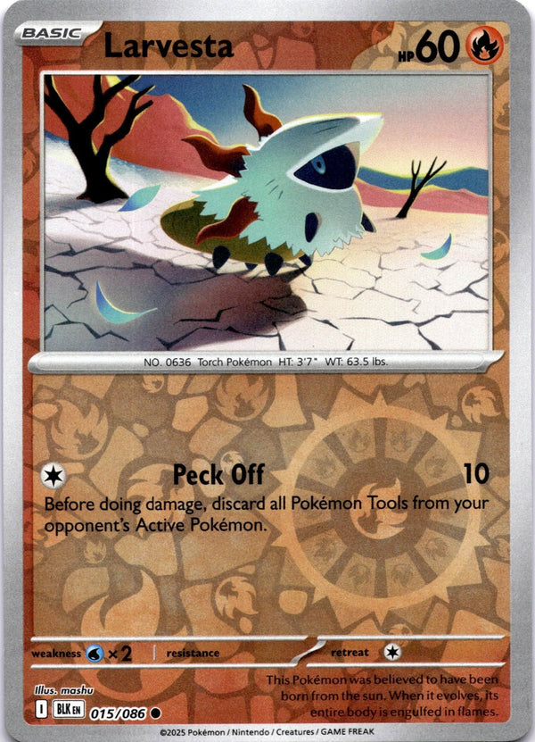 Pokemon Larvesta 015/086 Black Bolt Reverse Holo NM