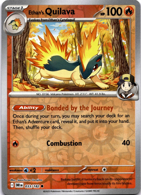 Pokemon Ethan's Quilava 033/182 Destined Rivals Reverse Holo NM