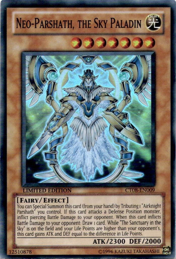 Yugioh Neo-Parshath, the Sky Paladin CT08-EN009 Super Rare Limited Edition LP