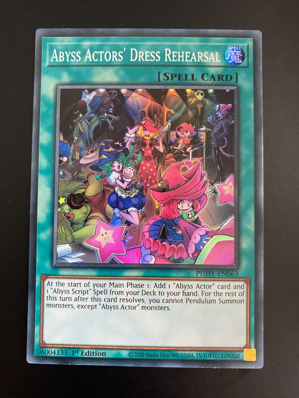Yugioh Abyss Actors' Dress Rehearsal PHHY-EN063 Super Rare 1st Edition NM