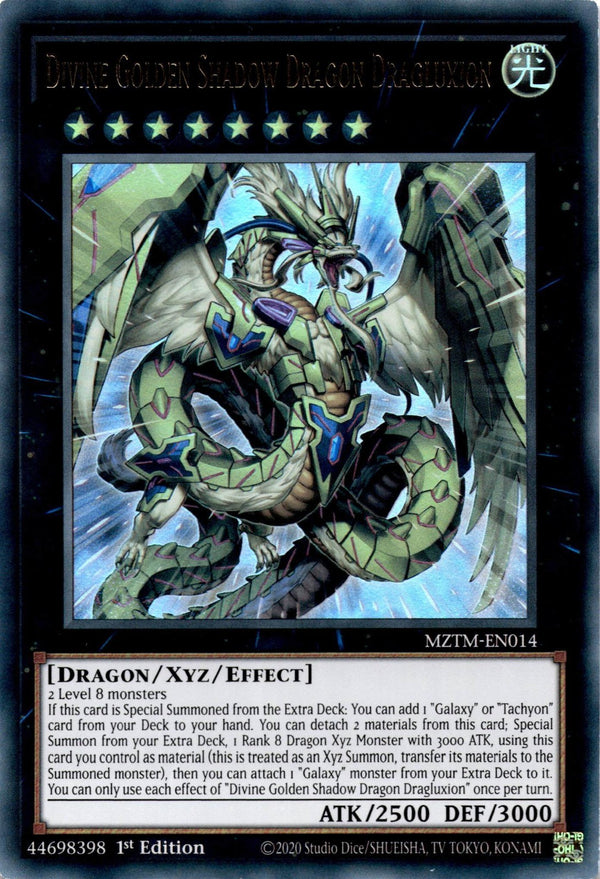 Yugioh Divine Golden Shadow Dragon Dragluxion MZTM-EN014 Ultra Rare 1st Ed NM