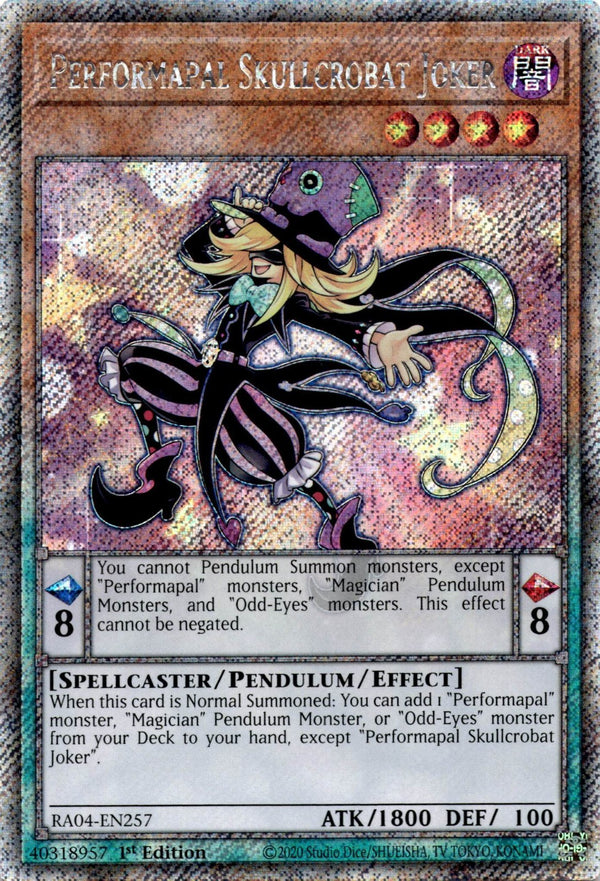 Yugioh Performapal Skullcrobat Joker RA04-EN257 Platinum Secret Rare 1st Ed NM