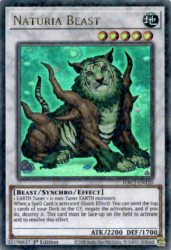 Yugioh Naturia Beast HAC1-EN120 Duel Terminal Rare 1st Edition VLP/NM