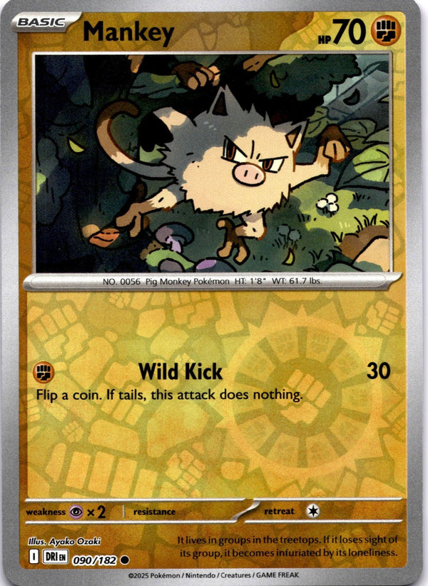 Pokemon Mankey 090/182 Destined Rivals Reverse Holo NM