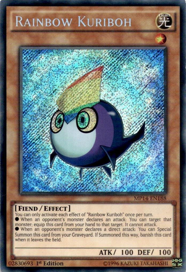Yugioh Rainbow Kuriboh MP14-EN188 Secret Rare 1st Edition LP