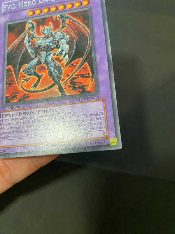 Yugioh Evil Hero Dark Gaia GLAS-EN040 Rare 1st Edition MP/LP