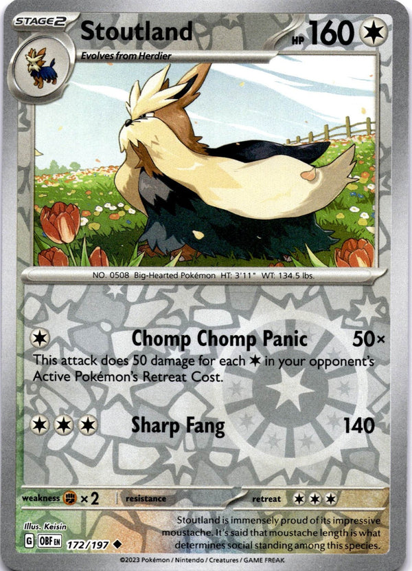 Pokemon Stoutland 172/197 Obsidian Flames Reverse Holo NM