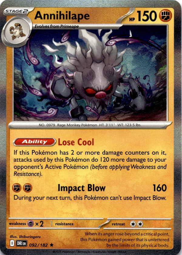 Pokemon Annihilape 092/182 Destined Rivals Holo NM
