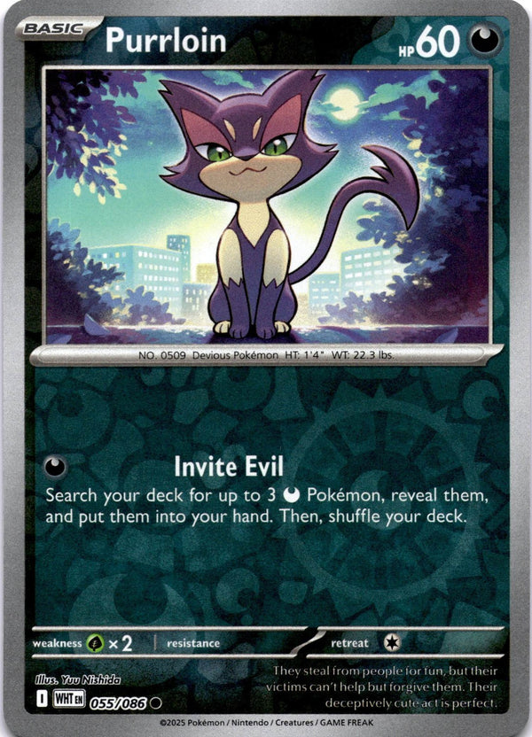 Pokemon Purrloin 055/086 White Flare Reverse Holo NM