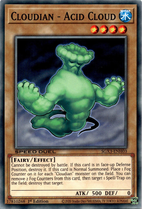 Yugioh Cloudian - Acid Cloud SGX3-ENH03 Speed Duel Common 1st Edition NM