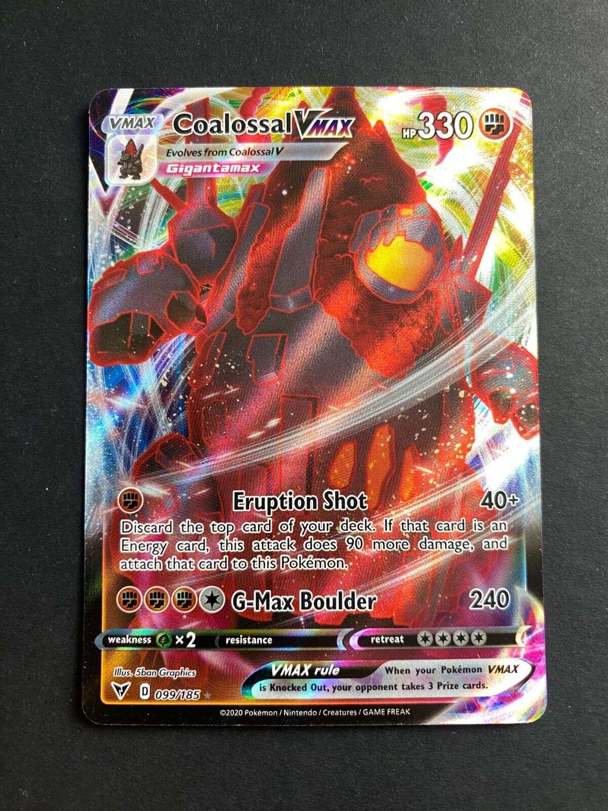 Pokemon Coalossal VMAX 099/185 Vivid Voltage Full Art NM