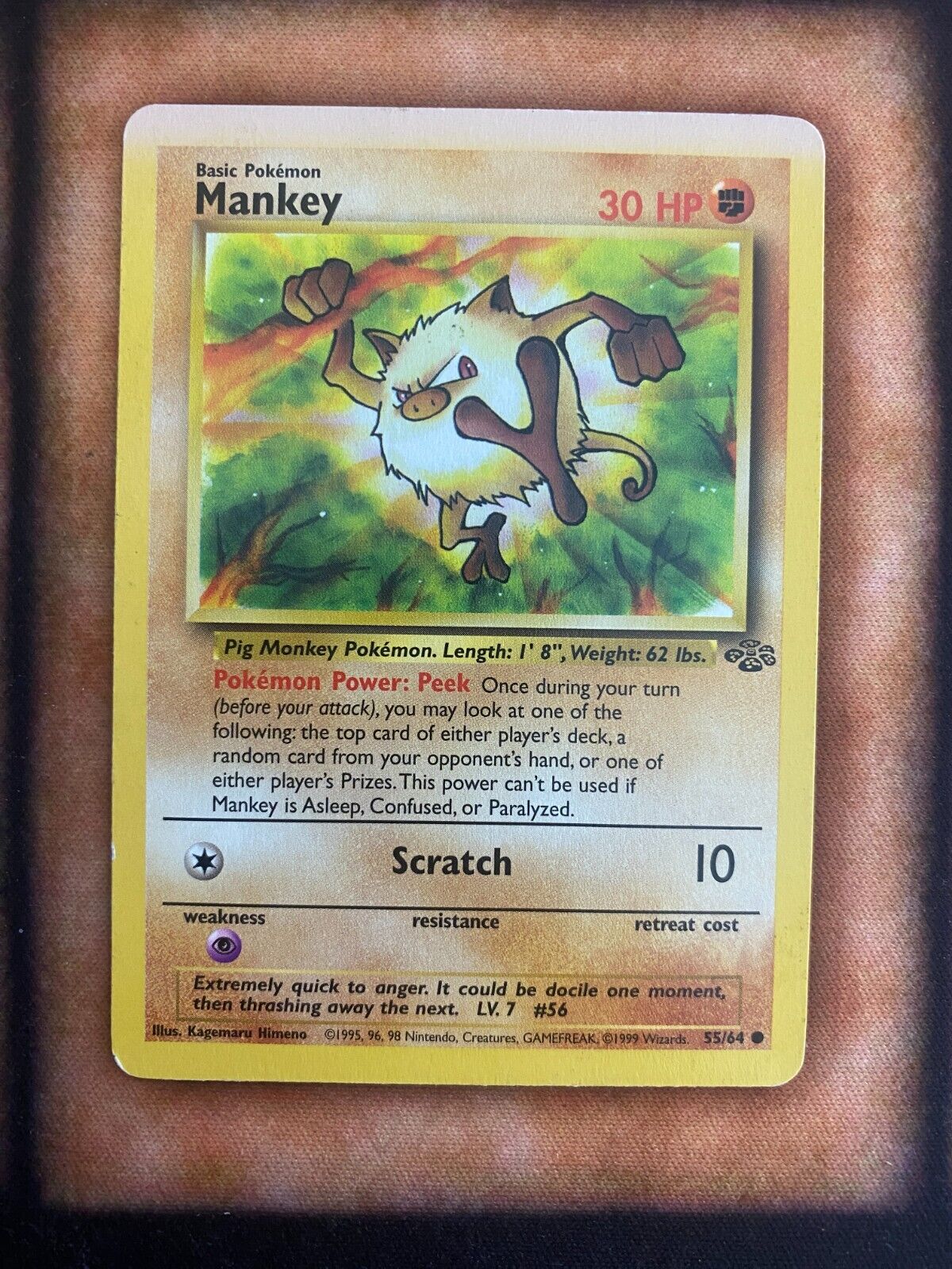 Pokemon Mankey 55/64 Jungle Miscoloured MP