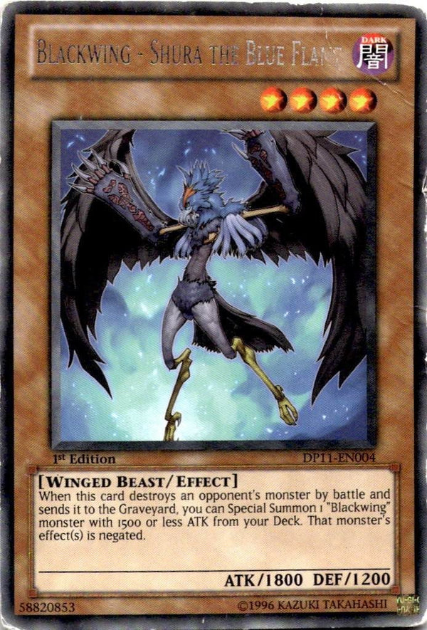 Yugioh Blackwing - Shura the Blue Flame DP11-EN004 Rare 1st Edition DAMAGED
